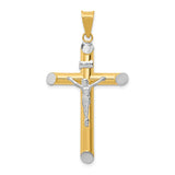 14K Two-Tone and White Rhodium Inri Crucifix Pendant K3723