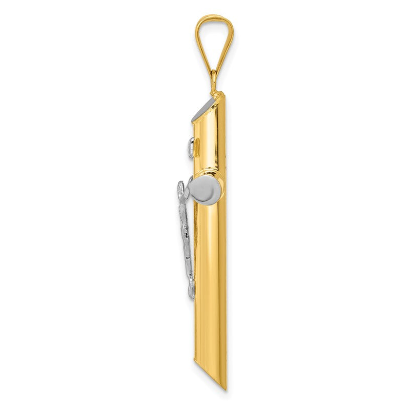 14K Two-Tone and White Rhodium Inri Crucifix Pendant K3723