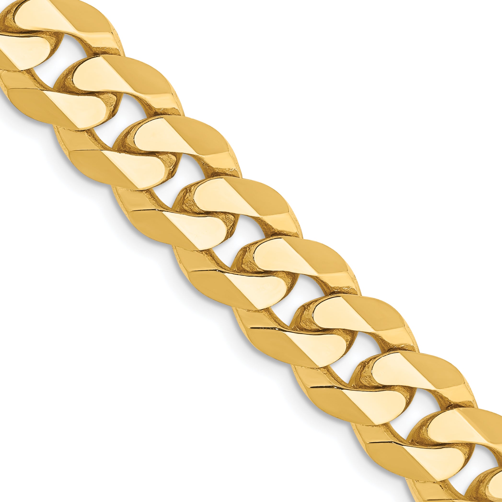 14K 26 inch 9.5mm Flat Beveled Curb with Lobster Clasp Chain FBU250