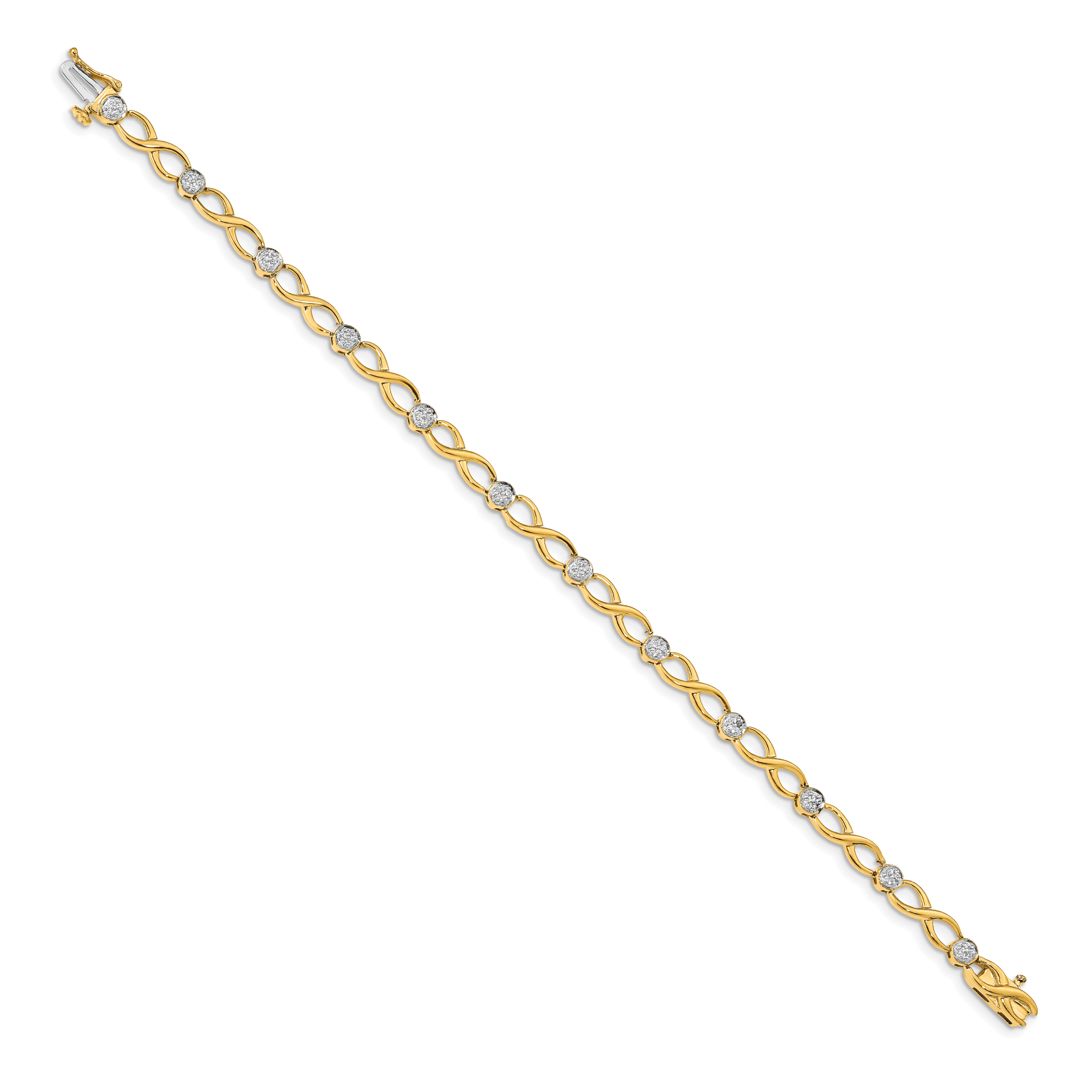 14k Complete 1/8 carat Diamond Infinity Link 7 inch Bracelet BM4631