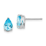 14k White Gold 7x5mm Pear Blue Topaz Post Earrings XE80WBT