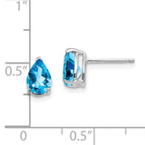 14k White Gold 7x5mm Pear Blue Topaz Post Earrings XE80WBT