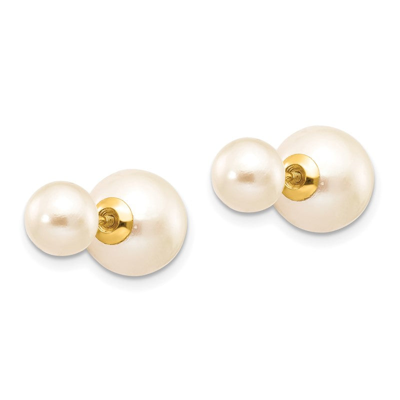 14k 6-7mm and 9-10mm White Round Freshwater Cultured Pearl Screwback Post Earrings XF591EWW