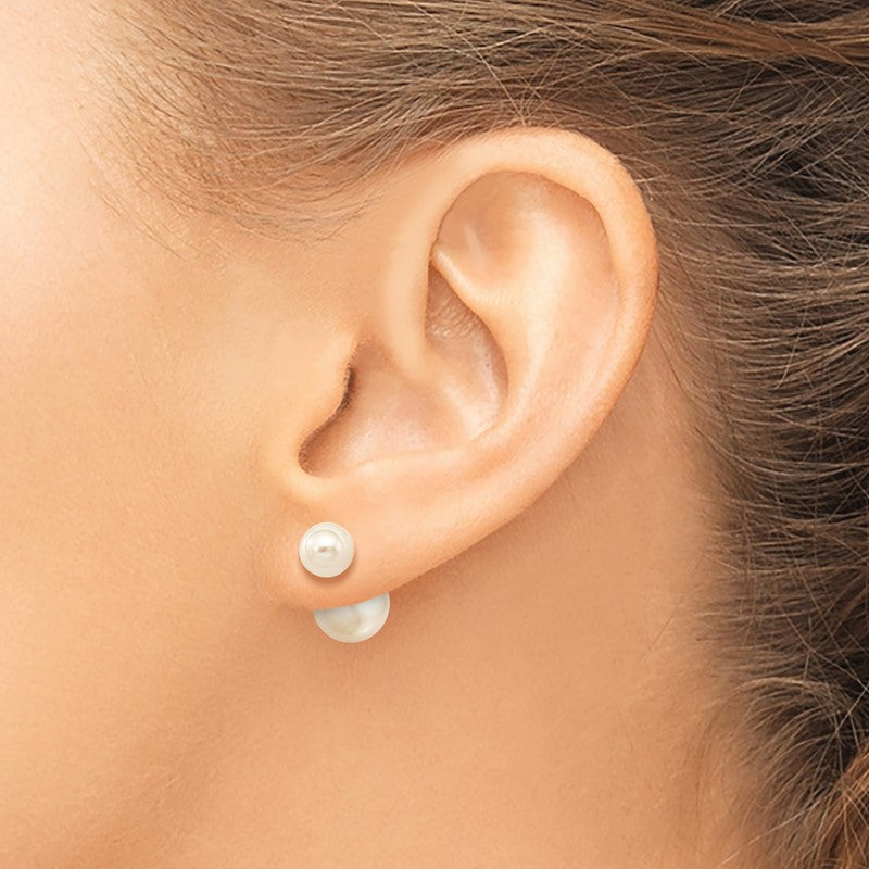 14k 6-7mm and 9-10mm White Round Freshwater Cultured Pearl Screwback Post Earrings XF591EWW