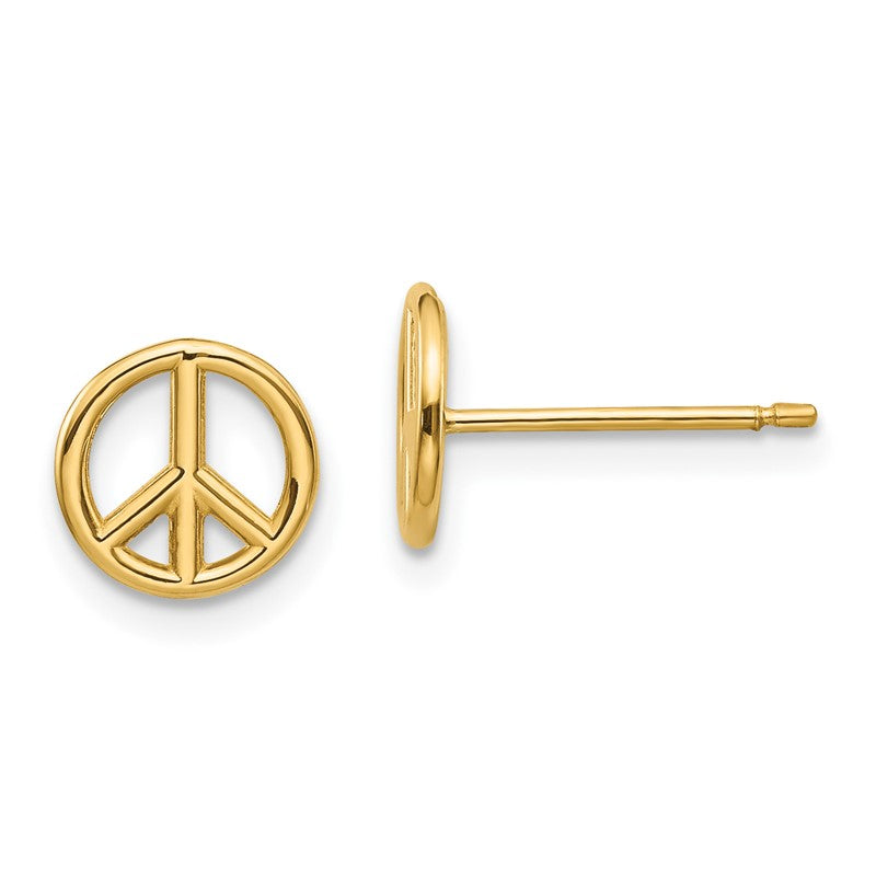 14K Polished 8mm Peace Symbol Post Earrings K4516