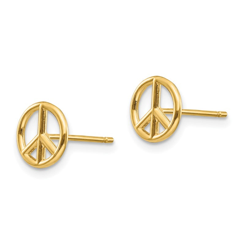 14K Polished 8mm Peace Symbol Post Earrings K4516