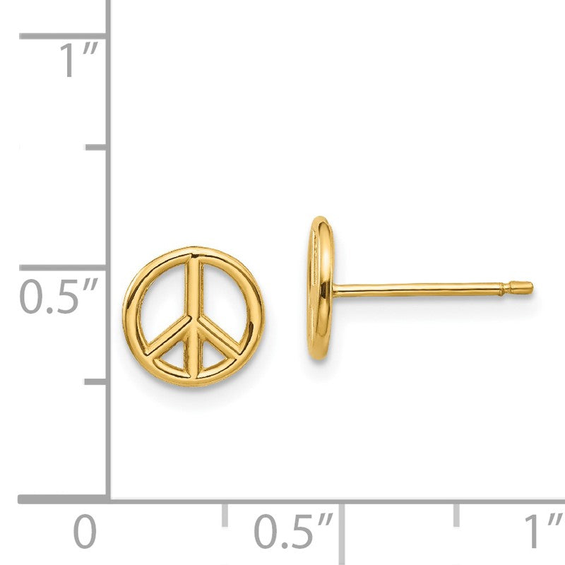 14K Polished 8mm Peace Symbol Post Earrings K4516
