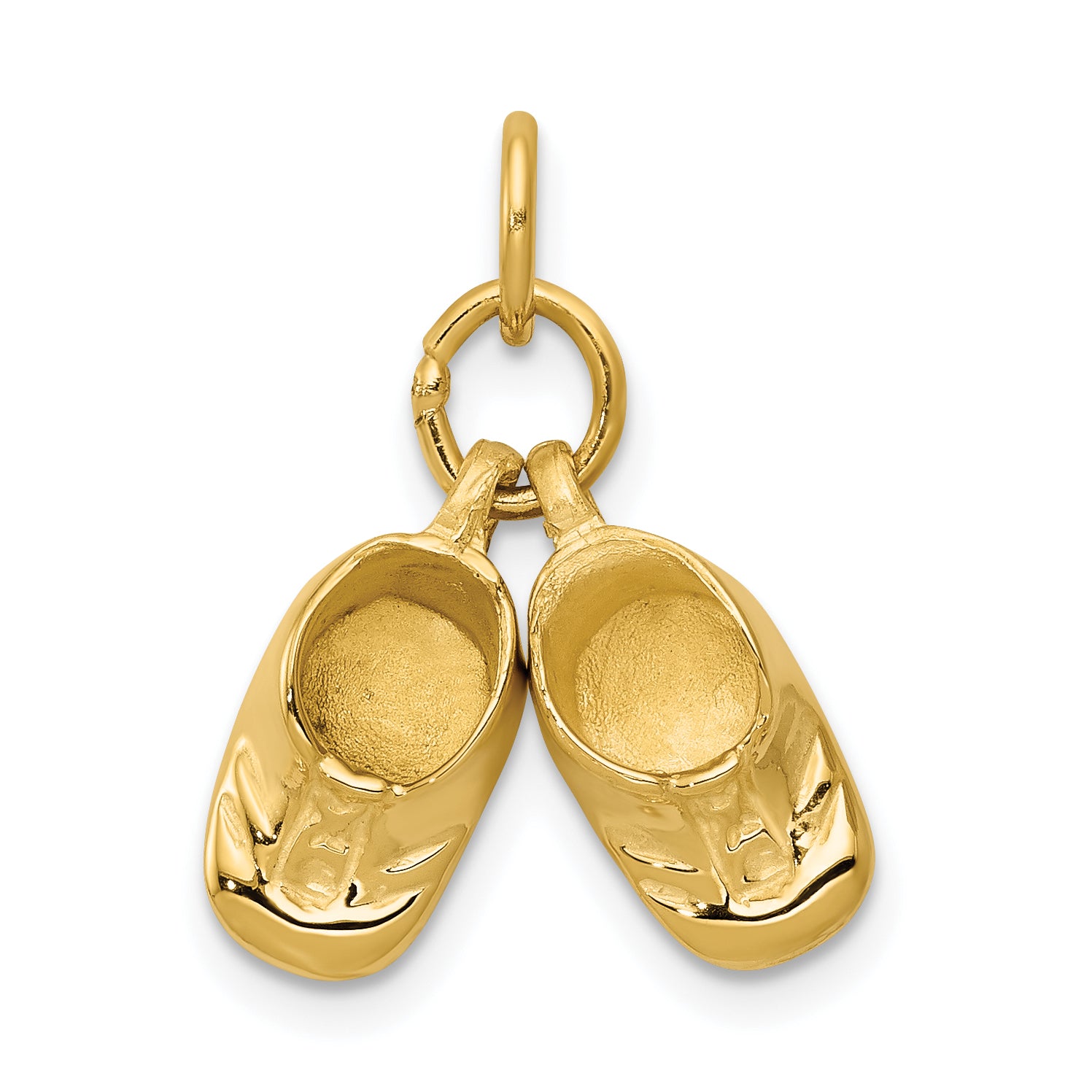 14k 3-D Moveable Polished Baby Shoes Charm A9281