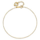 14K Cable Chain with Diamond-cut Heart Cage Dangle 9 inch Plus 1 inch Extender - Total 10 inch Anklet ANK244