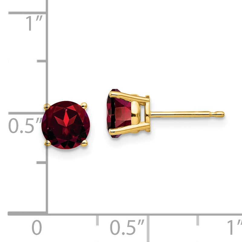 14k 6mm Round Garnet Post Earrings XE73GA
