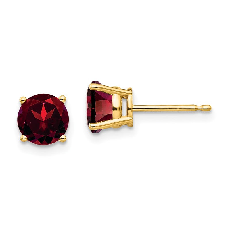 14k 6mm Round Garnet Post Earrings XE73GA