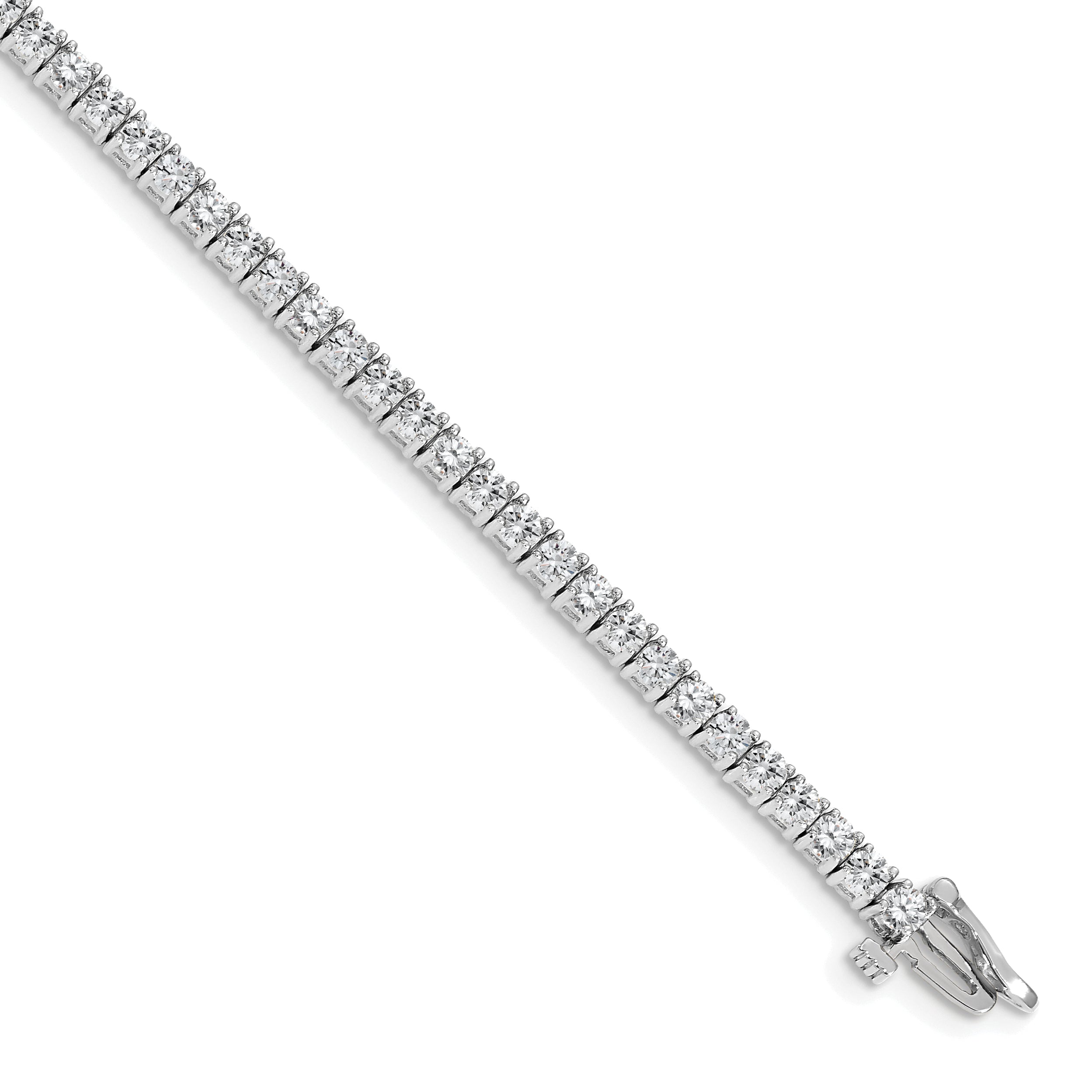 14k White Gold Complete 3.92 carat Round VS Diamond 4-prong 7 inch Tennis Bracelet X602WVS