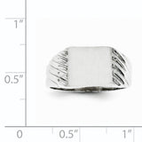 14k White Gold 9.0x10.0mm Rectangle Closed Back Signet Ring RS623