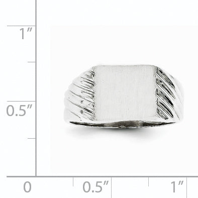 14k White Gold 9.0x10.0mm Rectangle Closed Back Signet Ring RS623