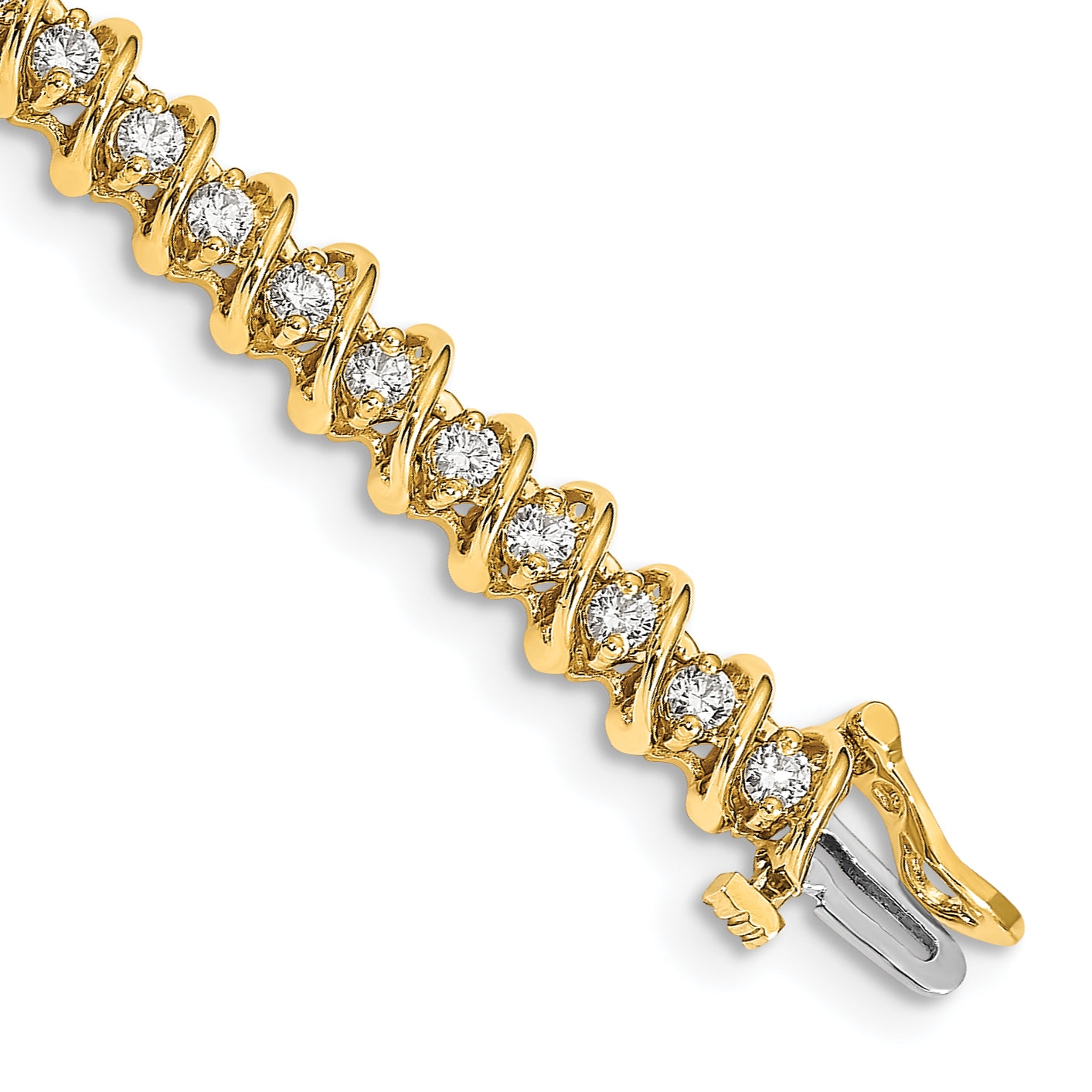 14k Complete 2.25 carat Round AA Diamond Fancy Spiral 7 inch Tennis Bracelet X2003AA