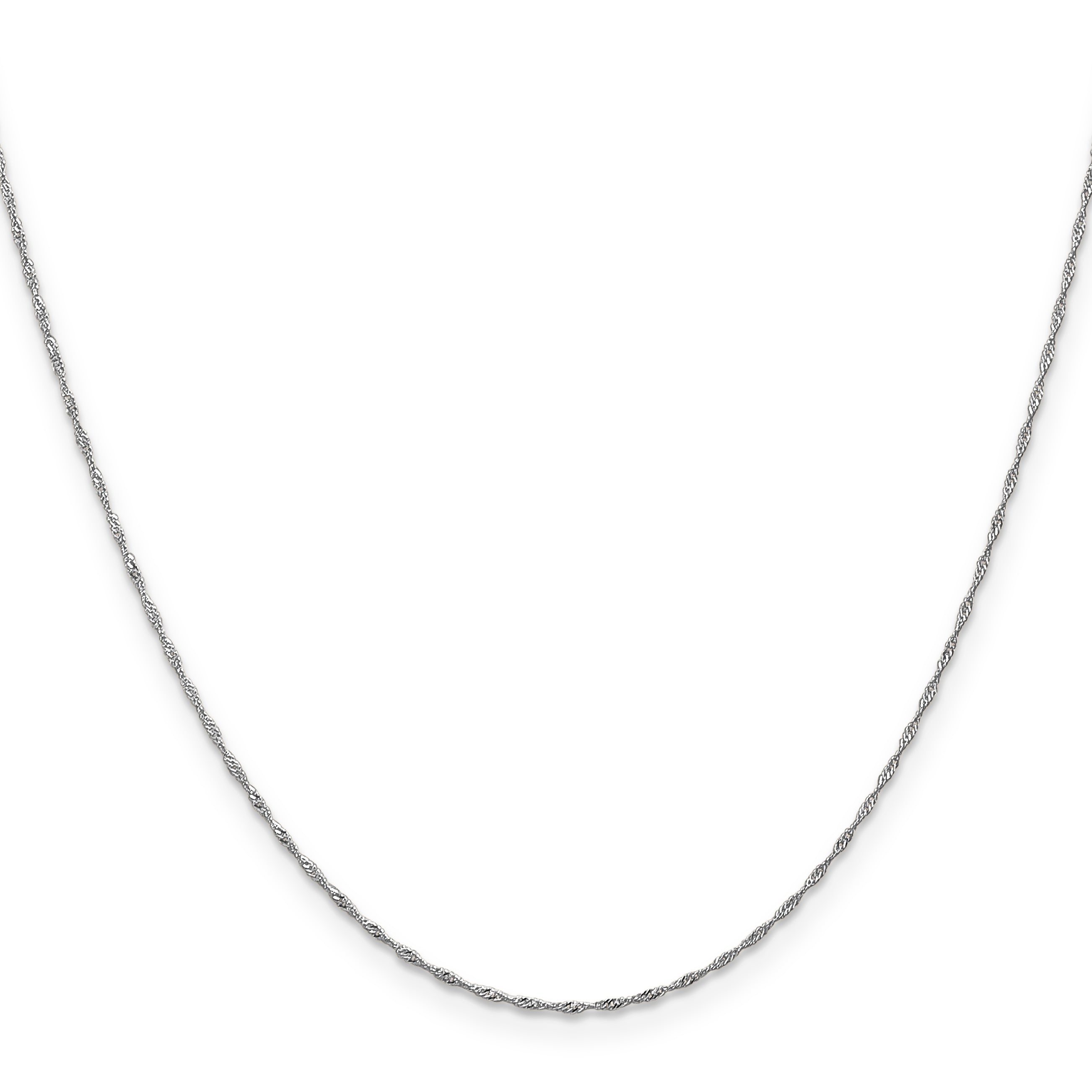 14K White Gold 14 inch 1mm Singapore with Spring Ring Clasp Chain PEN166