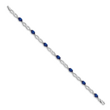 14k White Gold Complete Diamond and Oval Sapphire Infinity 7 inch Bracelet BM4772