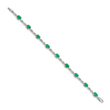 14k White Gold Complete Diamond and Oval Emerald Infinity 7 inch Bracelet BM4488