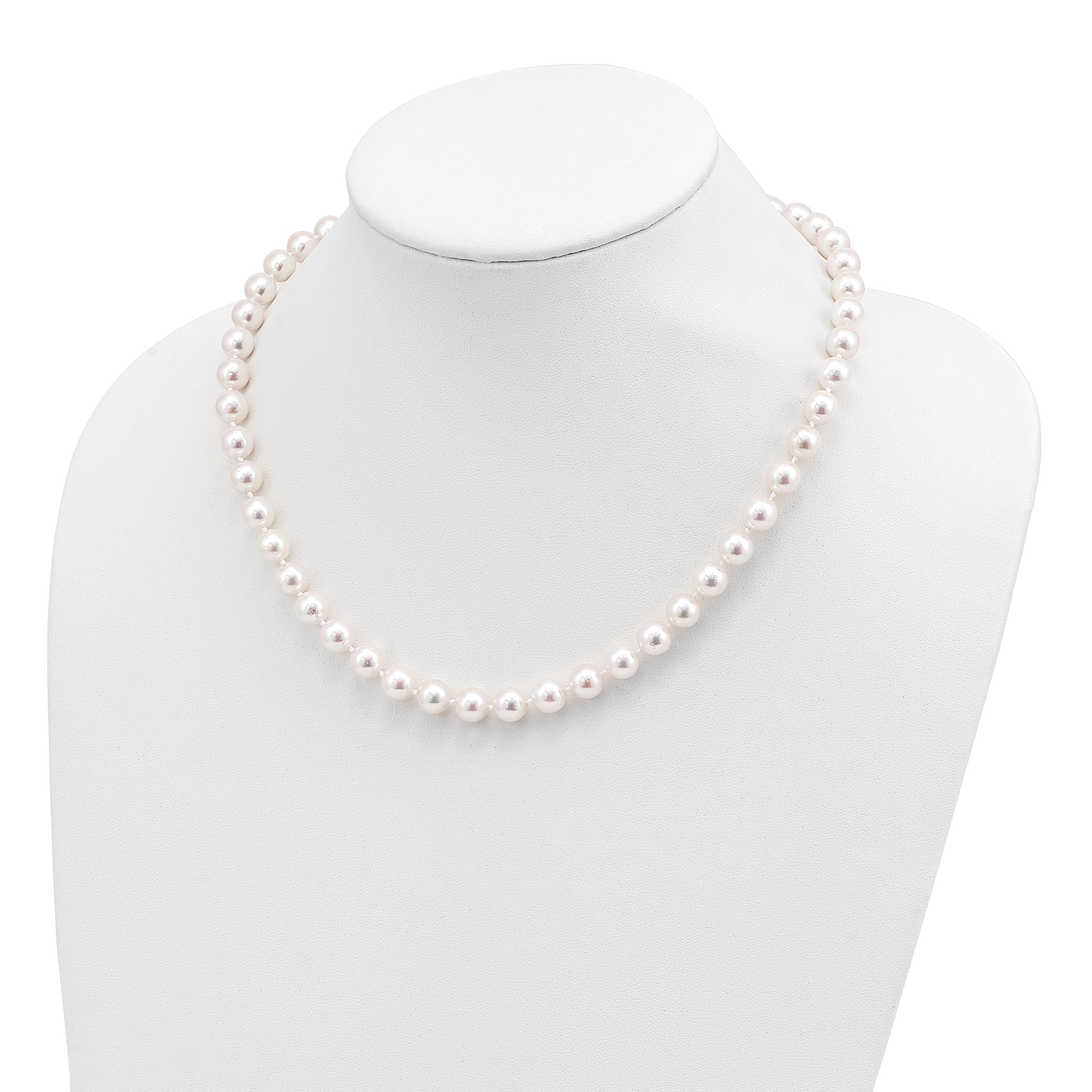 14k 8-9mm White Round Akoya Saltwater Cultured Pearl 18 inch Necklace PL80AA