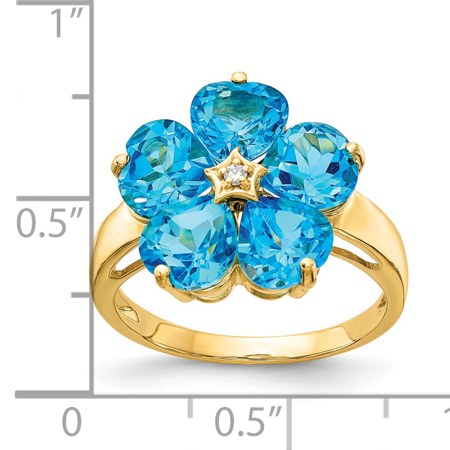 14k 6mm Heart Blue Topaz A Diamond ring Y4583BT/A
