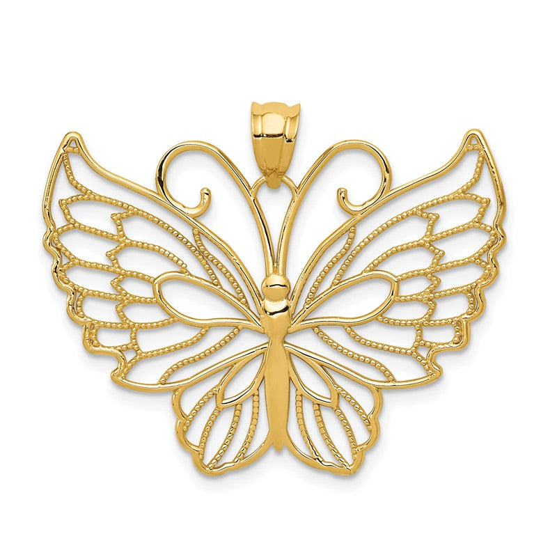14k Polished Large Filigree Butterfly Pendant K5986