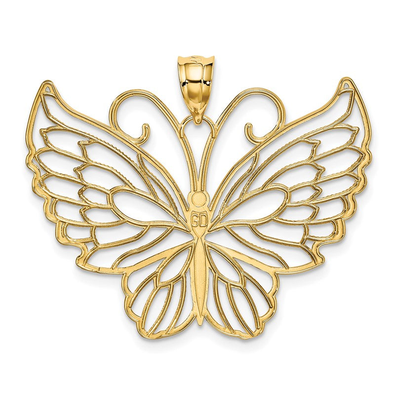 14k Polished Large Filigree Butterfly Pendant K5986