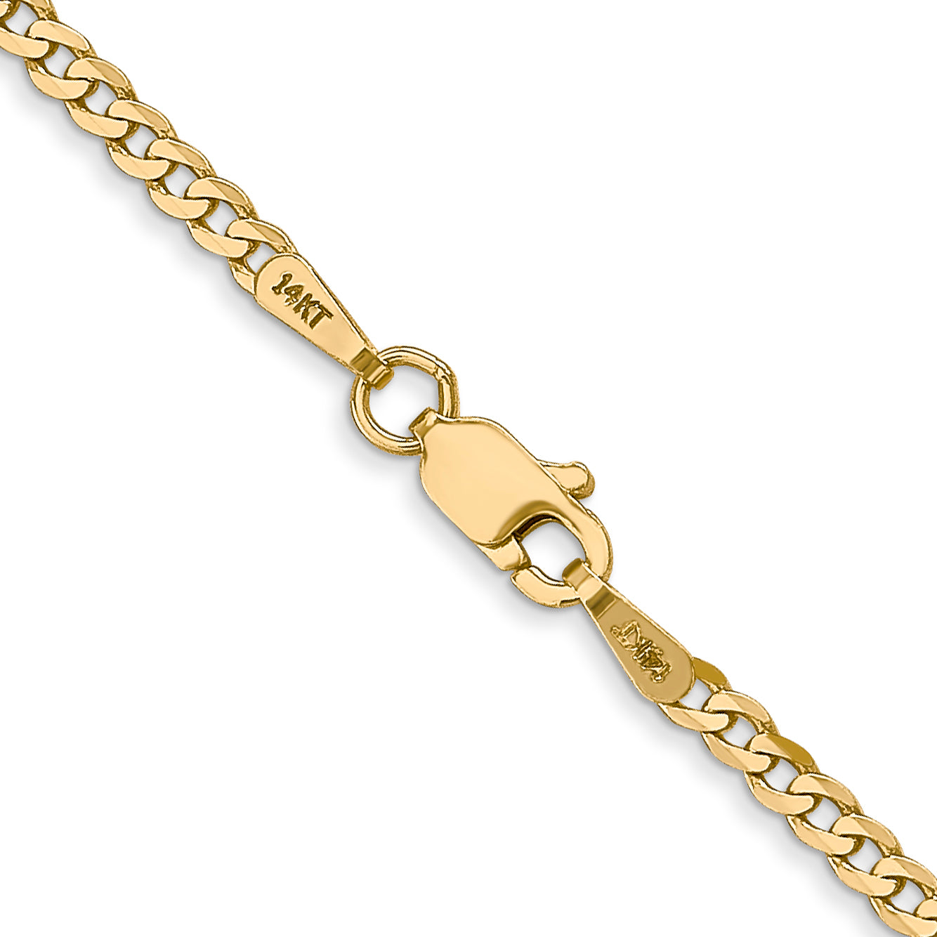 14K 10 inch 2.2mm Flat Beveled Curb with Lobster Clasp Anket FBU060