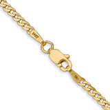 14K 10 inch 2.2mm Flat Beveled Curb with Lobster Clasp Anket FBU060