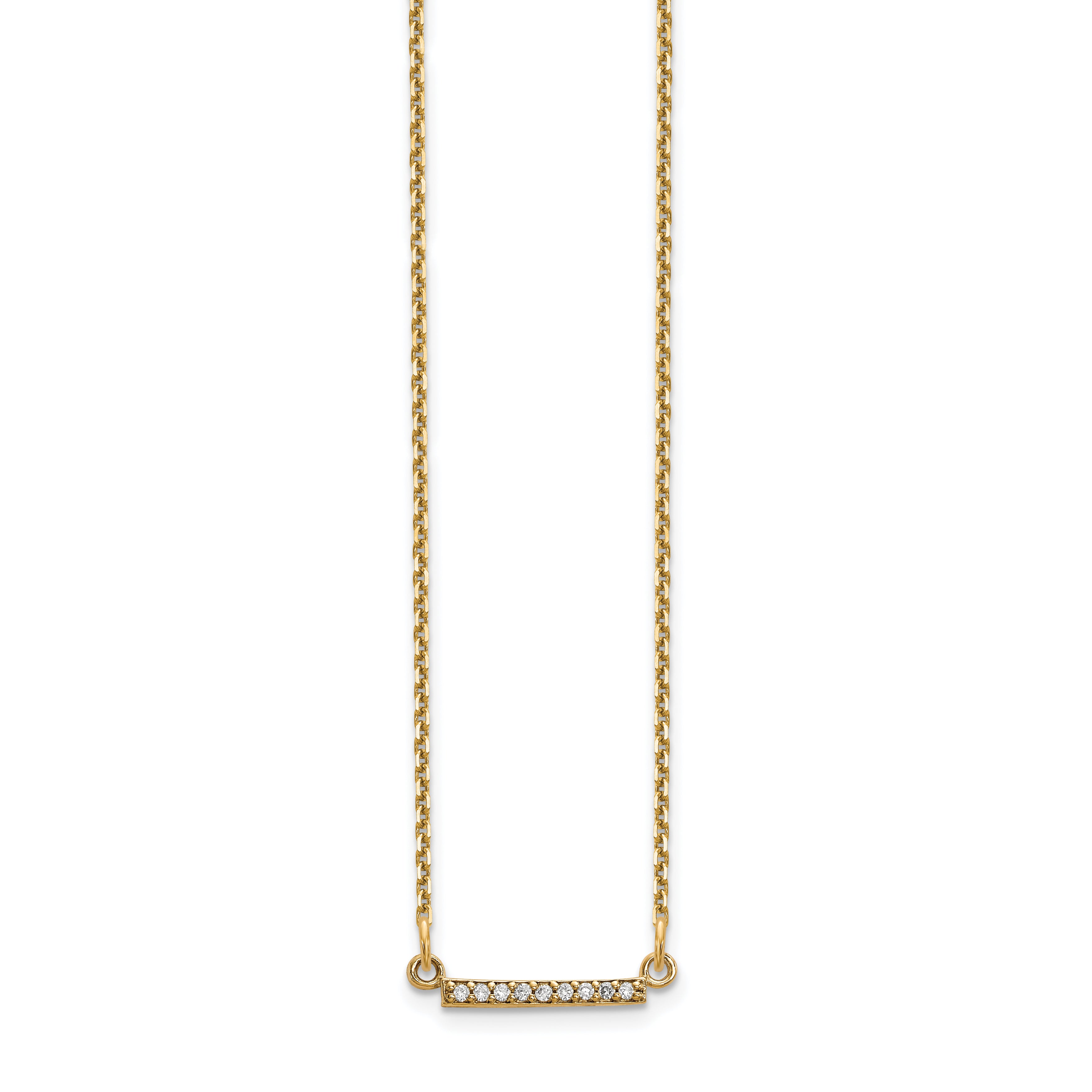 14k Polished 1/20 carat AAA Diamond Tiny Bar 18 inch Necklace XP5030AAA