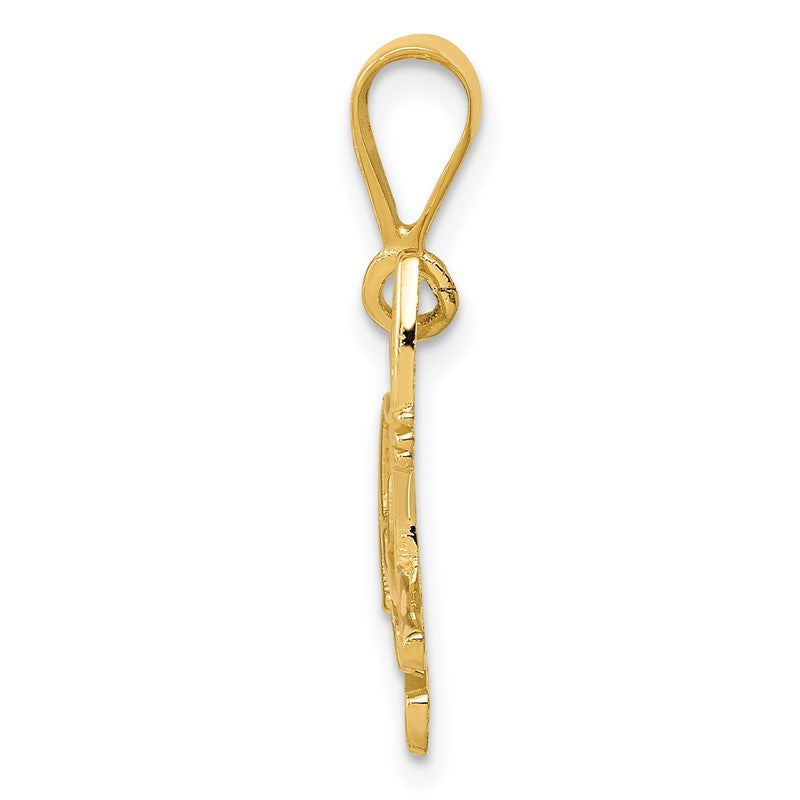 14k Textured Pit Bull Dog Pendant K3394