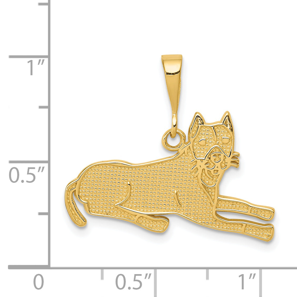 14k Textured Pit Bull Dog Pendant K3394