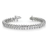 14k White Gold Complete 1.95 carat Round A Diamond Fancy Spiral 7 inch Tennis Bracelet X2002WA