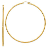 14k 2x75mm Polished Lightweight Round Tube Hoop Earrings TF578