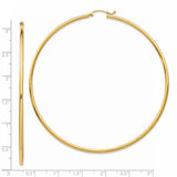 14k 2x75mm Polished Lightweight Round Tube Hoop Earrings TF578