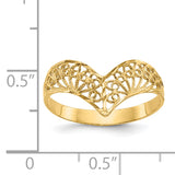14k Diamond-Cut Filigree V-Shape Ring R163