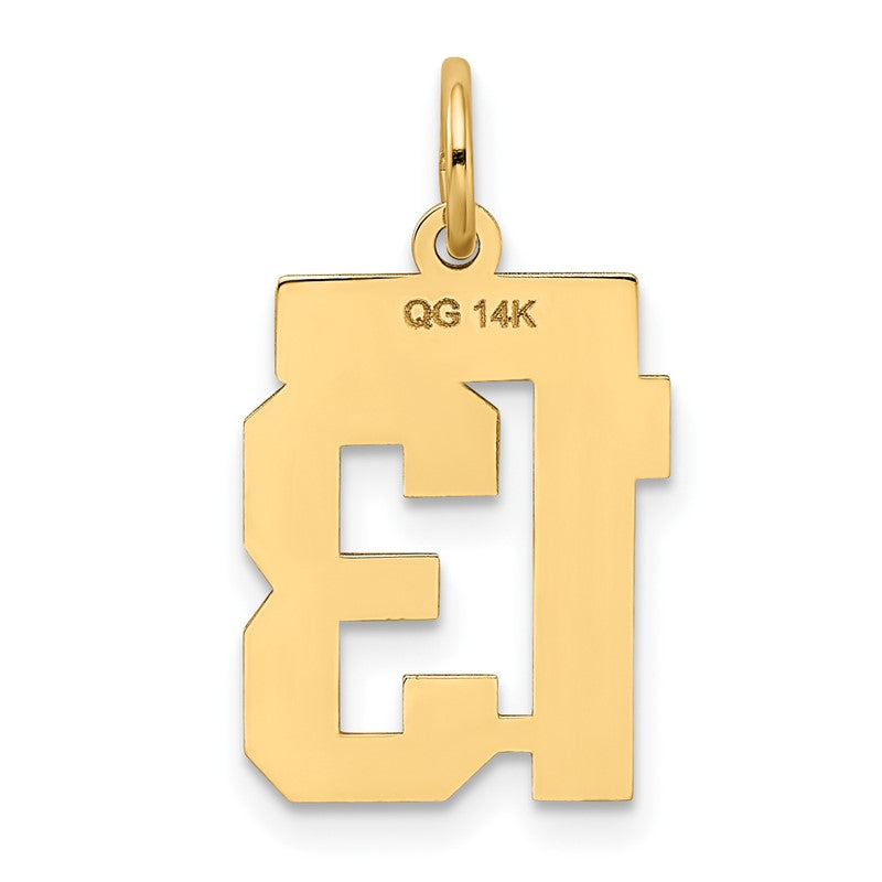 14k Small Satin Number 13 Charm LSS13