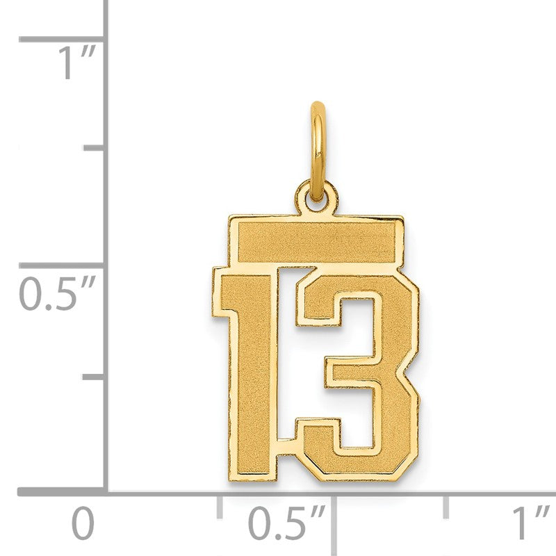14k Small Satin Number 13 Charm LSS13