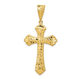 14k Diamond-cut Budded Cross Pendant K6223