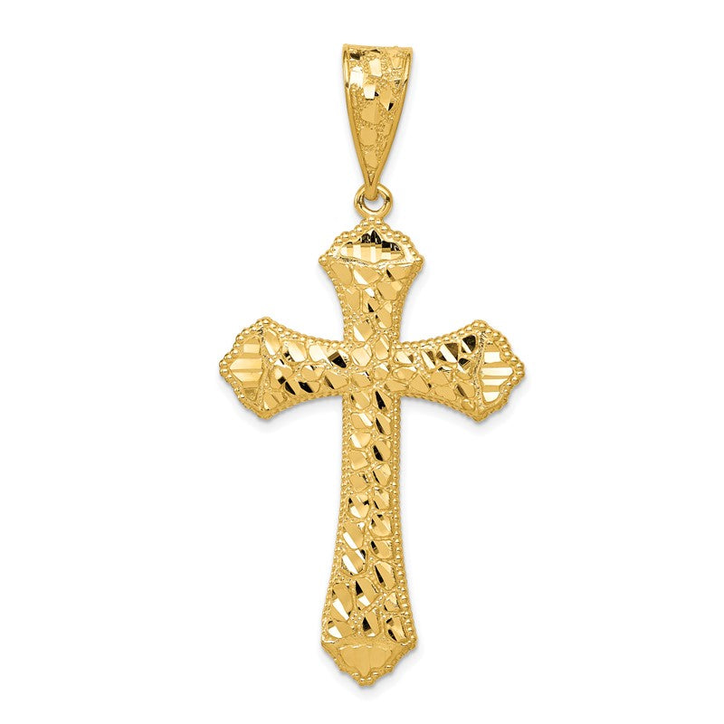 14k Diamond-cut Budded Cross Pendant K6223