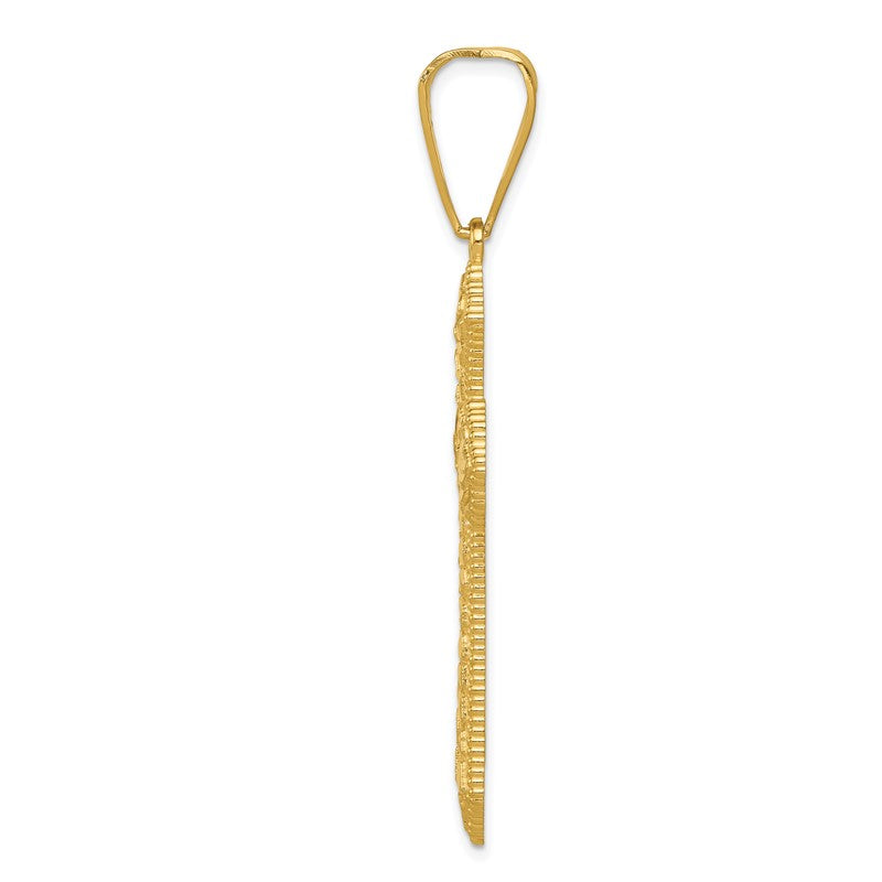 14k Diamond-cut Budded Cross Pendant K6223