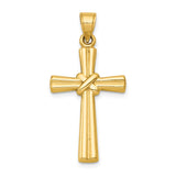 14k Hollow -X- Center Cross Pendant K6163