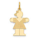 14k The Kids Small Girl with Bow Engravable Hugs Charm XK1095Y