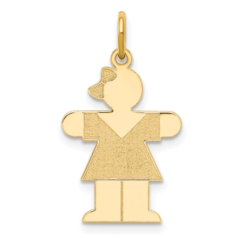 14k The Kids Small Girl with Bow Engravable Hugs Charm XK1095Y