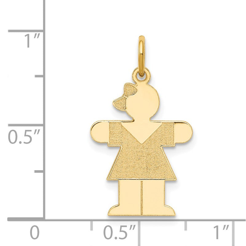 14k The Kids Small Girl with Bow Engravable Hugs Charm XK1095Y