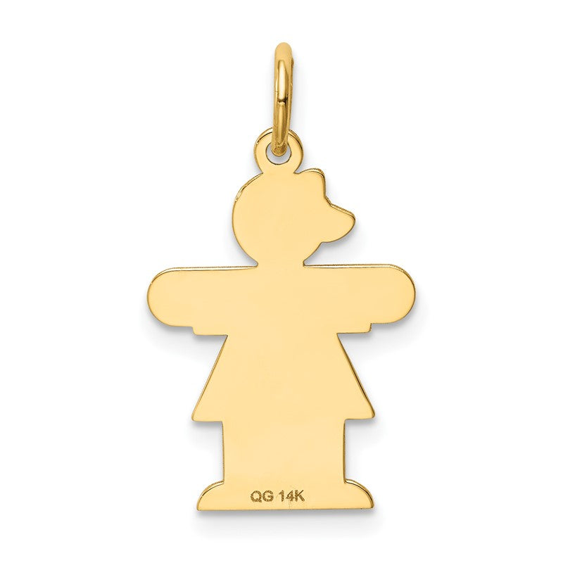 14k The Kids Small Girl with Bow Engravable Hugs Charm XK1095Y