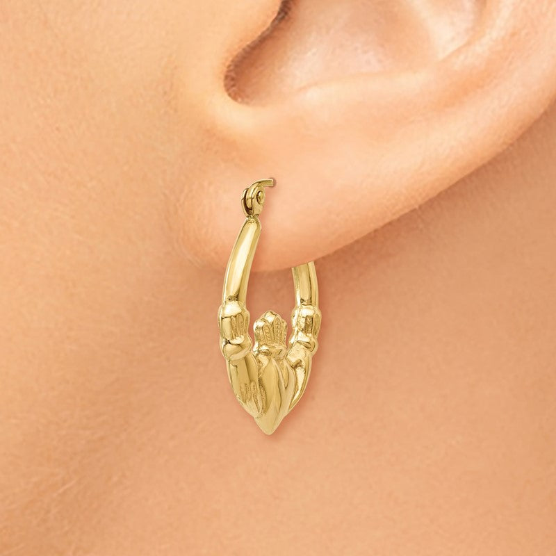 14k Polished Claddagh Hoop Earrings T902
