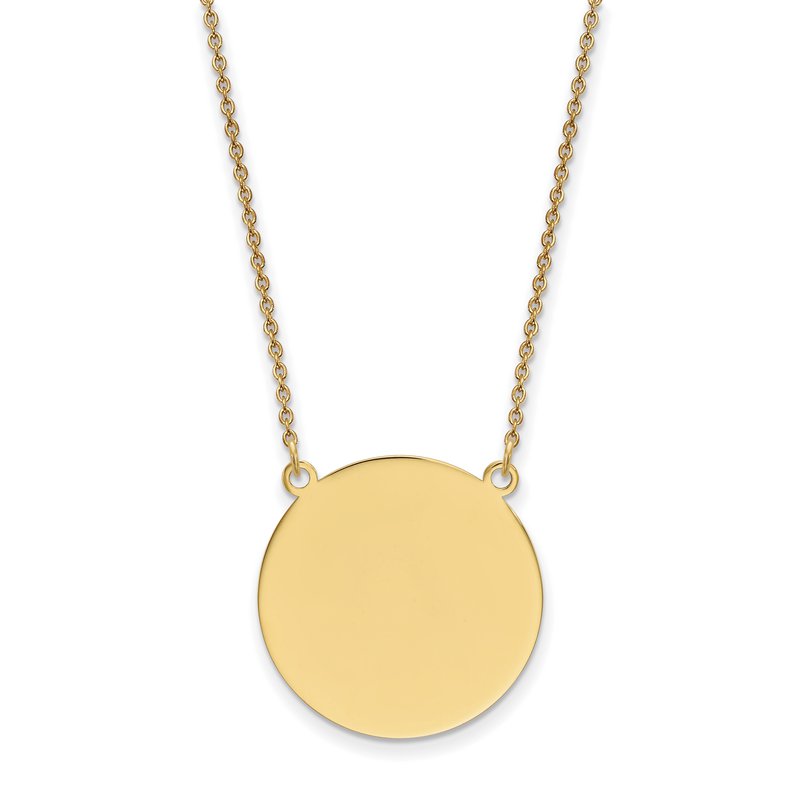 14k Plain .013 Gauge Round Engravable 22x22mm Disc 18 inch Necklace XM626/13