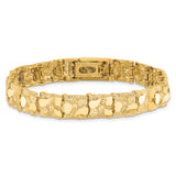 14k Polished and Textured 9.5mm 7 inch Nugget Bracelet NB10