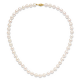 14k 8-9mm White Round Akoya Saltwater Cultured Pearl 18 inch Necklace PL80AA