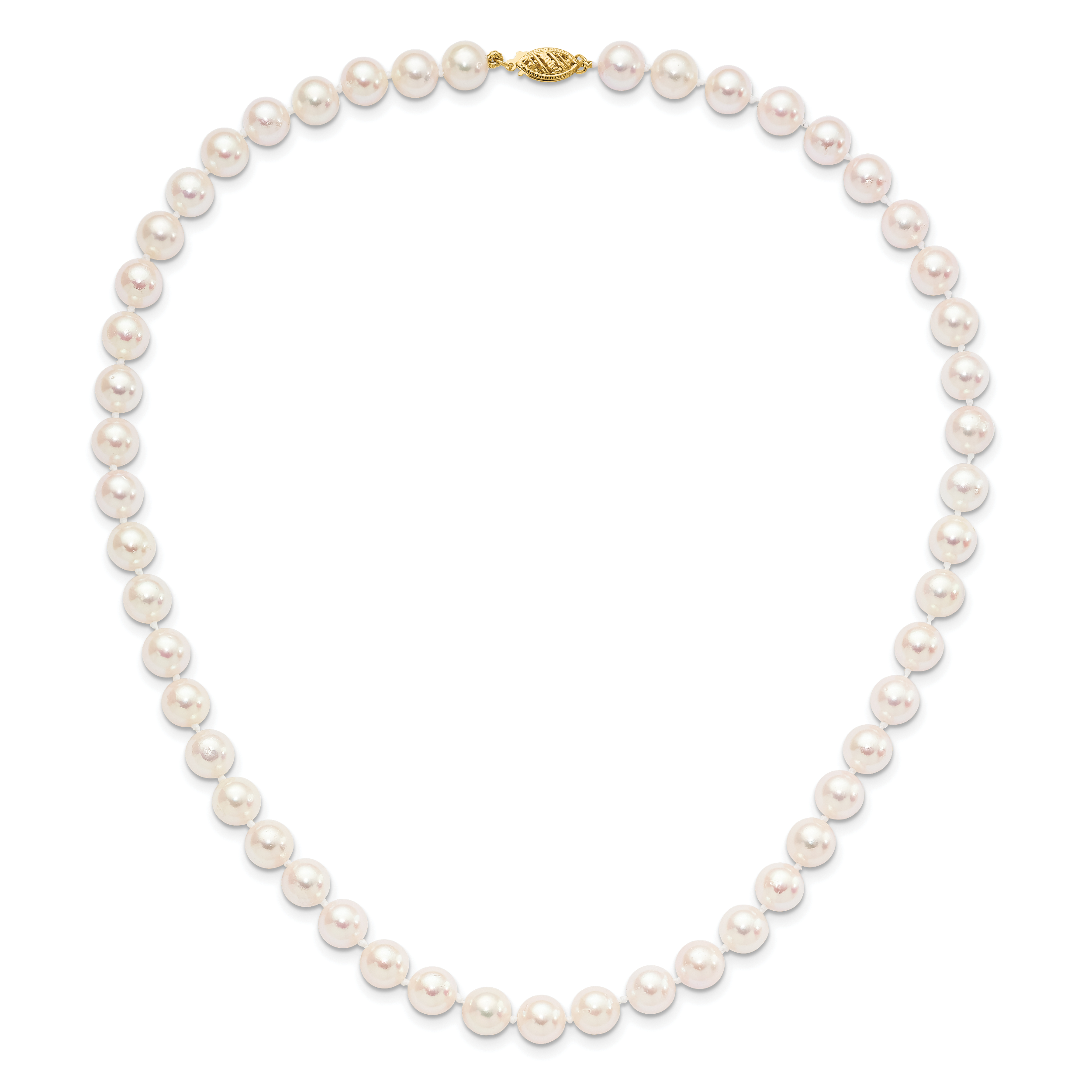 14k 8-9mm White Round Akoya Saltwater Cultured Pearl 18 inch Necklace PL80AA